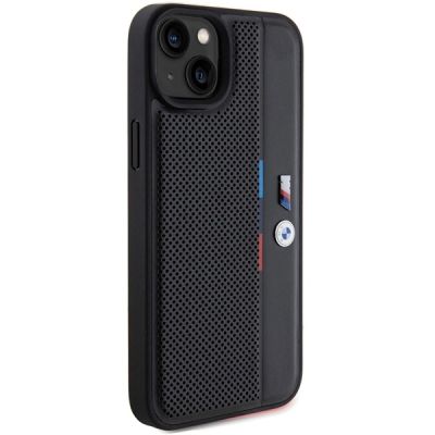 4. Etui BMW Perforated Tricolor Line na iPhone 15 Plus / 14 Plus - czarne