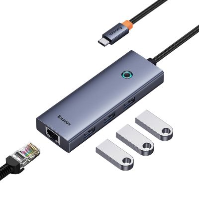 6. Hub USB Baseus UltraJoy Series 5w1 USB-C HDMI 4K 4x USB-A 3.0 - szary