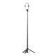 17. Selfie stick WC12YDS teleskopowy tripod 1.3m ze stopu aluminium z podwójną lampą i uchwytem na telefon - czarny