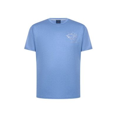 2. Paul&Shark T-shirt bawełniany męski średni denim 26411035-337 - klasyczny krój, miękka bawełna