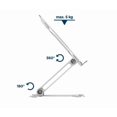 12. GEMBIRD SKŁADANA PODSTAWKA POD NOTEBOOKA 15,6" SREBRNA
