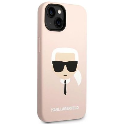 4. Etui Karl Lagerfeld Silicone Karl's Head MagSafe na iPhone 14 Plus - jasnoróżowe