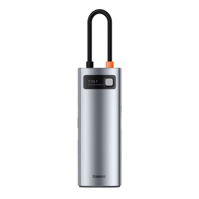7. Baseus Metal Gleam Series multifunkcjonalny HUB USB 7w1 Typ C HDMI czytnik kart TF PD szary (WKWG020113)
