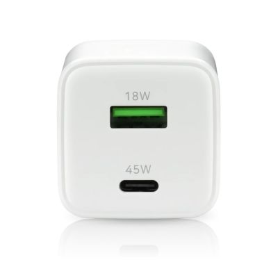 4. EVERACTIVE ŁADOWARKA SIECIOWA GAN 1 X USB ORAZ 1 X USB-C QUICK CHARGE 4.0 45W BIAŁA SC-450Q