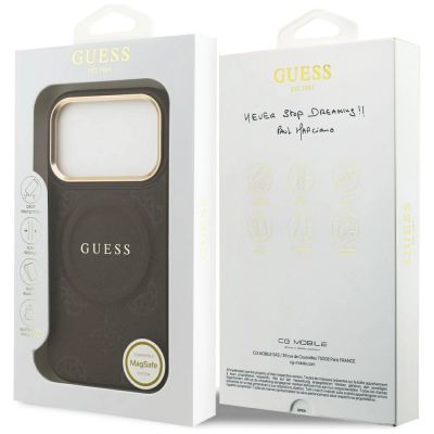 8. Etui Guess Peony Hot Stamp MagSafe na iPhone 17 Pro - brązowe