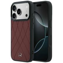 Etui Mercedes Leather Crossed Lines MagSafe na iPhone 17 Pro Max / 18 Pro Max - burgundowe