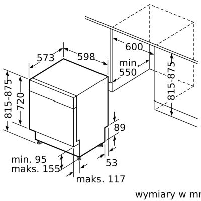 9. Zmywarka do zabudowy BOSCH SMU2HVS06E pełen front stal nierdzewna