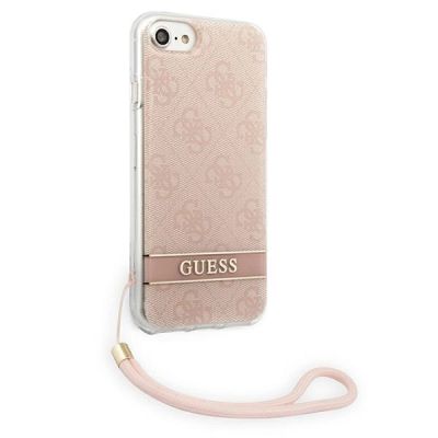 4. Etui Guess 4G Print Strap na iPhone SE 2022 / SE 2020 / 7 / 8 - różowe