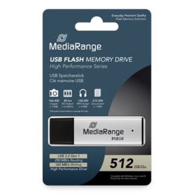 3. MediaRange MR1904 pamięć USB 512 GB USB Typu-A 3.2 Gen 1 (3.1 Gen 1) Czarny, Srebrny