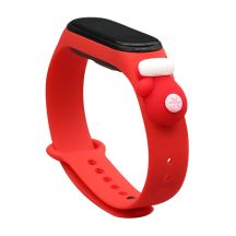 Opaska Strap Xmas do Xiaomi Mi Band 5 / 6 świąteczny silikonowy pasek bransoletka z rękawiczką - czerwona