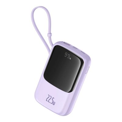 4. Powerbank Baseus Qpow Pro+ 10000mAh 22.5W z wbudowanym kablem USB-C z wyświetlaczem - fioletowy