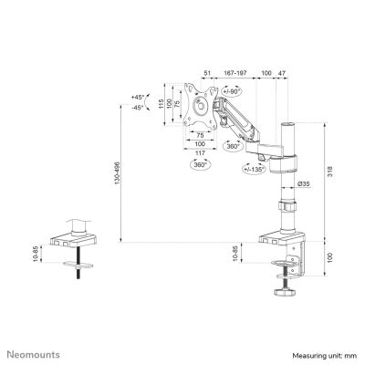 14. Neomounts DS70-750BL1 uchwyt / stojak do monitorów 68,6 cm (27") Biurko Czarny
