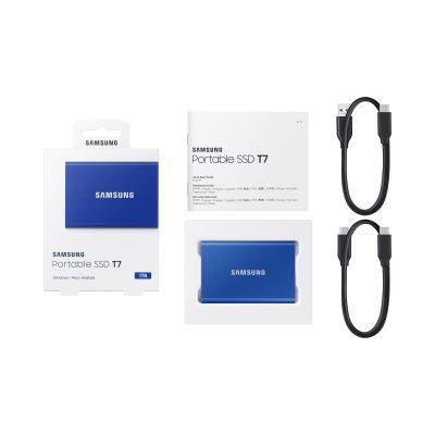 9. Dysk zewnętrzny SSD Samsung T7 (1TB; USB 3.2; niebieski; MU-PC1T0H/WW)