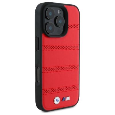 3. Etui BMW M Perforated And Stitched Line MagSafe na iPhone 16 Pro Max - czerwone