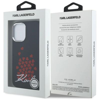 8. Etui Karl Lagerfeld Silicone Heart Sign Logo MagSafe na iPhone 16 - czarne