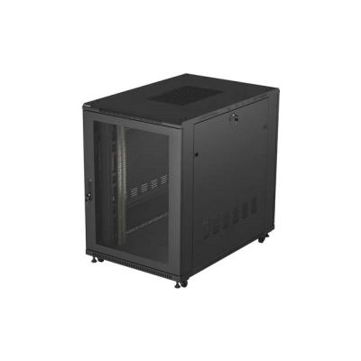 2. Szafa instalacyjna rack stojąca 19" 22U 800x1200 czarna drzwi perforowane Lanberg (flat pack)