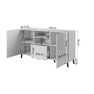 4. Komoda ABETO 150x42x82 czarny/czarny połysk