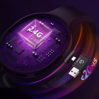 14. Słuchawki gamingowe QCY Heroad V200 Tri-Mode z dźwiękiem 7.1 baterią 240 h i odczepianym mikrofonem - czarne