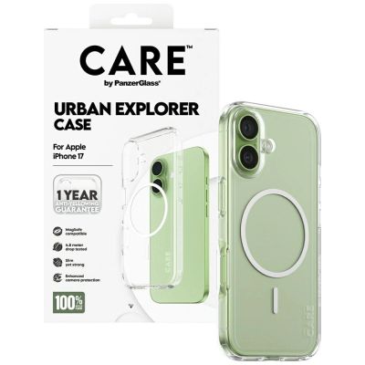 4. Etui CARE by PanzerGlass Flagship Urban Explorer w. White MagSafe na iPhone 17 - przezroczyste