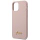 3. Etui Guess Silicone Script Gold Logo na iPhone 12 mini - jasnoróżowe