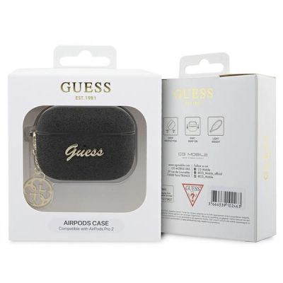 4. Etui Guess Glitter Flake 4G Charm na AirPods Pro 2 - czarne