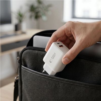 7. Ładowarka sieciowa Tech-Protect NCA65W-GAN 2-Porty PD 65W / QC3.0 2 - biała