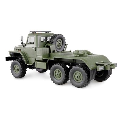 6. Ciężarówka Wojskowa Amewi Ural B36 6WD Z Naczepą Niskopodwoziową 1:16 RTR Zielony