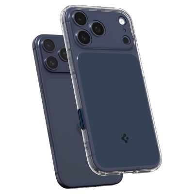 6. Etui Spigen Thin Fit MagSafe na iPhone 17 Pro - przezroczysto-granatowe