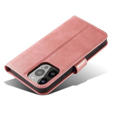 3. Magnet Case elegancki futerał etui pokrowiec z klapką i funkcją podstawki iPhone 13 Pro różowy
