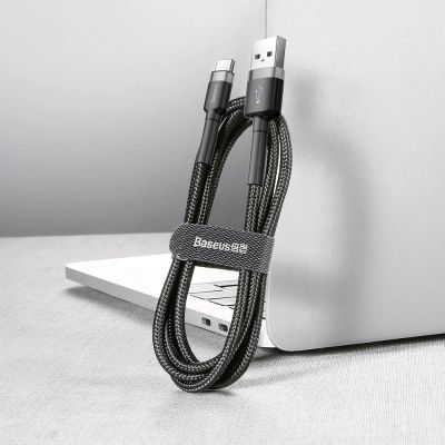 5. Kabel Baseus Cafule USB-A / USB-C QC 3.0 3A 0.5 m - czarno-szary