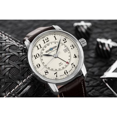 4. Zegarek Męski ZEPPELIN LZ127 Graf Zeppelin GMT 7642-5 + BOX