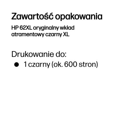 21. HP 62XL oryginalny wkład atramentowy czarny XL