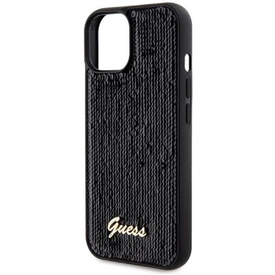 6. Etui Guess Sequin Script Metal na iPhone 14 / 15 / 13 - czarne