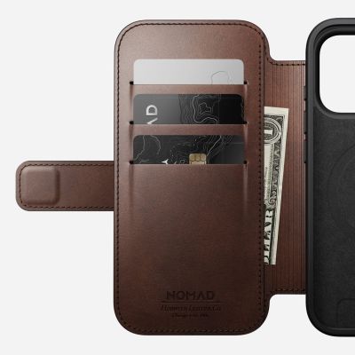 7. Nomad Modern Leather Folio pokrowiec na telefon komórkowy 16 cm (6.3") Brązowy