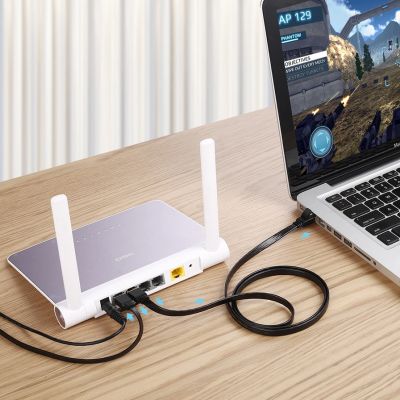 7. Ugreen kabel sieciowy internetowy Ethernet patchcord U/FTP Cat. 7 10Gb/s płaski 0.5m czarny (NW106)