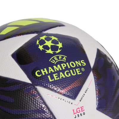 3. Piłka nożna adidas UCL 25/26 Final League J350 fioletowo-biała JX9098