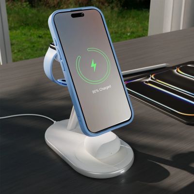 8. Ładowarka bezprzewodowa 3 w 1 Puro Mag Station Qi2 kompatybilna z MagSafe - biała