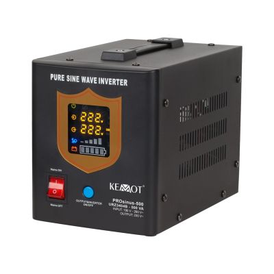 5. Zasilacz awaryjny KEMOT PROsinus-500 przetwornica z czystym przebiegiem sinusoidalnym i funkcją ładowania 12V 230V 500VA/300W - kolor czarny