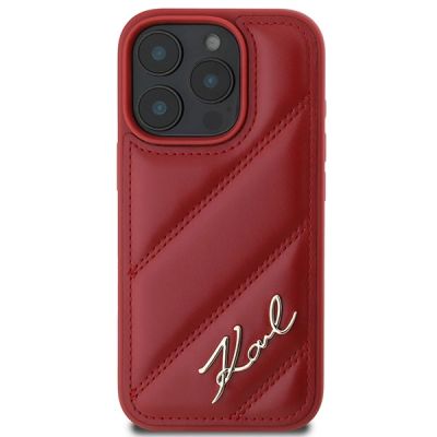 3. Etui Karl Lagerfeld Quilted Signature na iPhone 16 Pro - czerwone