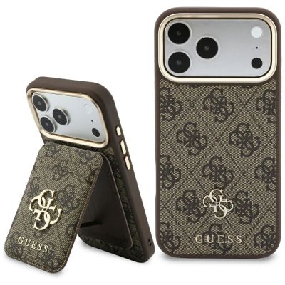 Etui Guess 4G z portfelem Magsafe na iPhone 18 Pro Max / 17 Pro Max - brązowe
