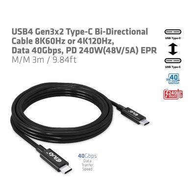 6. CLUB3D CAC-1579 kabel USB USB4 Gen 3x2 3 m USB C Czarny