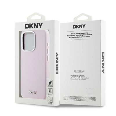 8. Etui DKNY Liquid Silicone Small Metal Logo MagSafe na iPhone 14 Pro - różowe