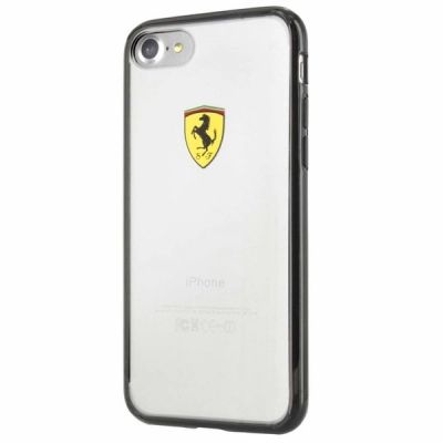 Etui Ferrari Racing Shield na iPhone 7 / 8 / SE 2020 / SE 2022 - przezroczysto-czarne