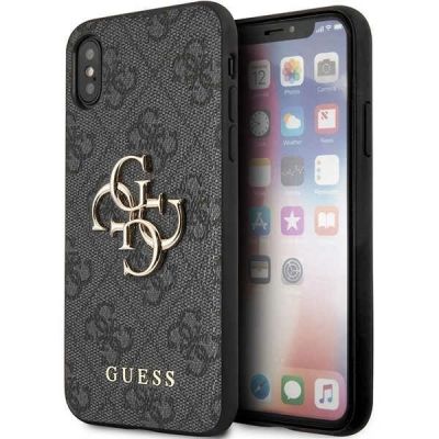 Etui Guess 4G Big Metal Logo na iPhone X / XS - szare