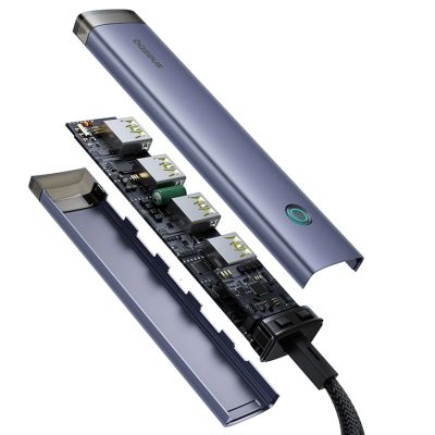 4. Hub USB-A/USB-C Baseus UltraJoy Series 4xUSB-A 3.1 1xUSB-C 5V - szary
