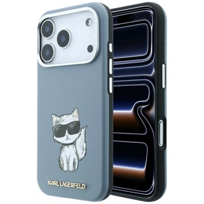 Etui Karl Lagerfeld Smooth Choupette Sketch MagSafe na iPhone 18 Pro Max / 17 Pro Max - jasnoniebieskie