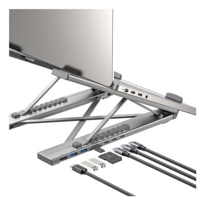 30. UNITEK PODSTAWKA POD LAPTOP REGULOWANA + HUB USB-C/A, HDMI 2.0, PD 100W