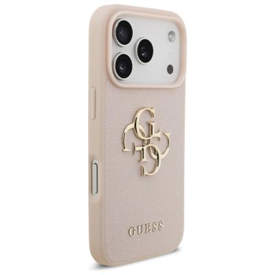 4. Etui Guess Grained Big 4G & Classic Logo na iPhone 17 Pro - różowe