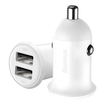 4. Baseus Grain Pro ładowarka samochodowa 2x USB 4,8 A biały (CCALLP-02)
