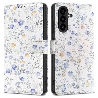 Etui Tech-Protect Wallet na Samsung Galaxy A26 5G / A17 4G / 5G - stokrotki z liśćmi